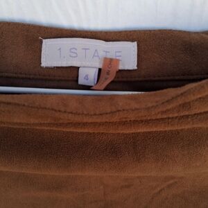 1. State True Romance Women’s 4Faux Leather Brown Mini Skirt Front Slits Goth